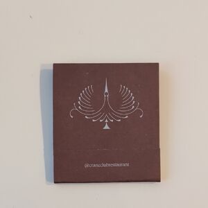 Crane Club Restaurant Branded Matchbook - Deep Brown